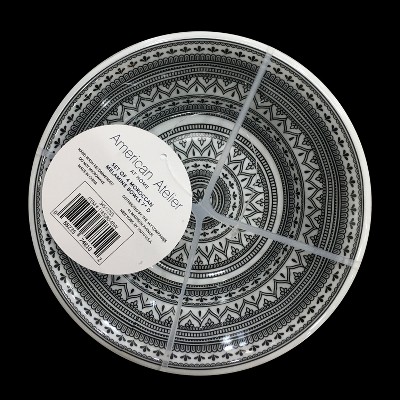 Moroccan Black & White Melamine 7" Cereal/Pasta Bowls, Set of 4