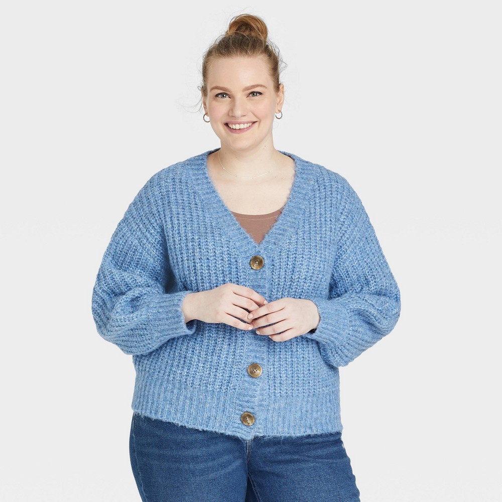 Size 2X Large Womens Cardigan - Ava Viv Blue 