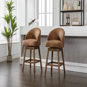 Resenkos Counter Bar Stools, Counter Stool,Bar Stools Set of 2 Counter Height Chairs with Footrest, 360 Degree Swivel,Brown - 1 of 4