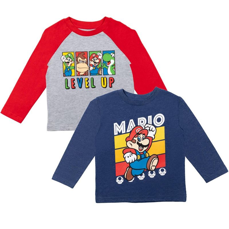 SUPER MARIO Nintendo 2 Pack Graphic T-Shirts Red / Blue / Grey , 1 of 8