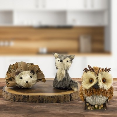 Woodland Friends Fall Winter Owl Fox Hedgehog Figurines Set