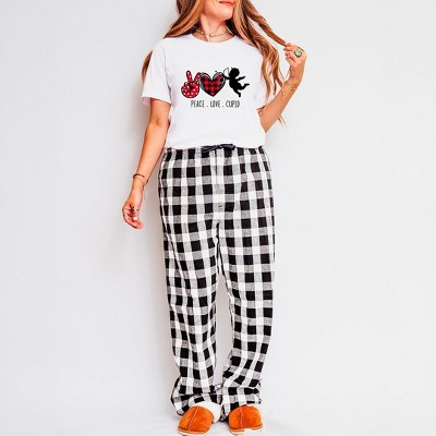 Simply Sage Market Women's Peace Love Cupid Graphic Pajama Set  - M - White