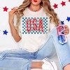 Simply Sage Market Women's USA Checkered Stars Short Sleeve Garment Dyed Tee - 2 of 4