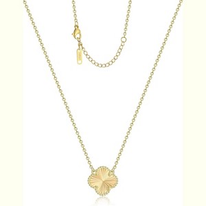 18K Gold Plated Four Leaf Clover Necklace Lucky Charm Jewelry Gift - 1 of 4