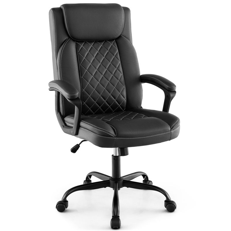 Costway Adjustable Office Desk Chair Ergonomic Executive Chair with Padded Headrest Armrest, 1 of 11