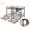 Full Over Twin & Twin Bed with Drawers, Multi-Functional Metal Frame Triple Bunk Bed with Desks and Shelves in The Middle - ModernLuxe - image 4 of 4