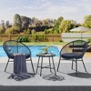 3 Piece Patio Bistro Set, Outdoor Acapulco Chairs Set of 2 with Glass Top Table, All Weather Modern Patio Chairs with Cushions - 2 of 4