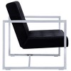 vidaXL Sofa Loveseat with Armrests for Living Room Office Steel and Fabric - Black - 3 of 4