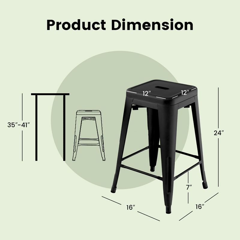 Tangkula 24" Set of 4 Tolix Style Barstool Counter Height Metal Bar Stool Stackable Chair, 4 of 11
