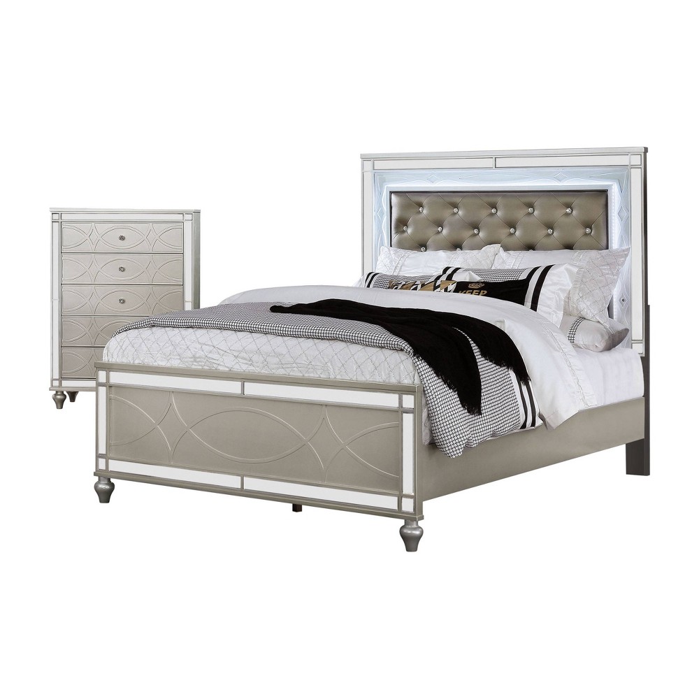 Photos - Bedroom Set 2pc Queen La Mesa Bed and Chest Set Silver - HOMES: Inside + Out
