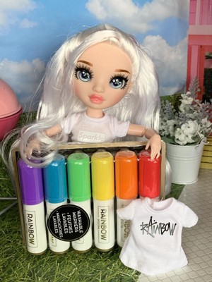 Rainbow High Color & Create Fashion DIY Doll with Washable Rainbow Markers,  Blue Eyes, Straight Hair, Bonus Top & Shoes. Color, Create, Play, Rinse