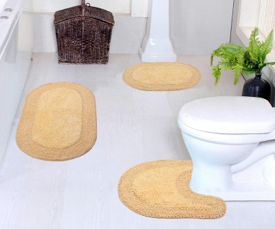 Double Ruffle Collection Cotton Ruffle Pattern Tufted Set of 3 Bath Rug Set - Home Weavers
