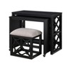 3-Piece Home Office Set, 36" Computer Desk with 2 USB Ports, Rolling Side Cart & Padded Stool, Space-Saving Workstation - 3 of 4