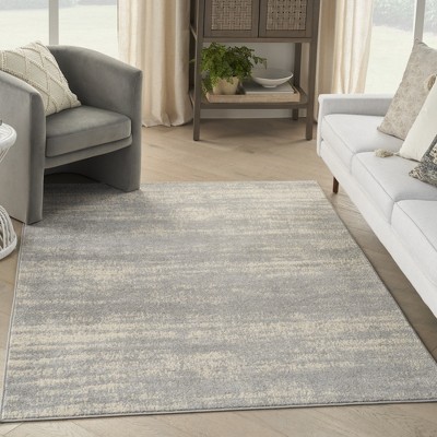 Modern Abstract Grey/Beige Synthetic 5' x 7' Easy-Care Outdoor Rug