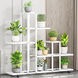 Corner Tiered Plant Stand, Indoor Flower Shelf with Wheels, Multi-Tier Planter Pot Holder for Living Room Office Balcony Garden - 1 of 3