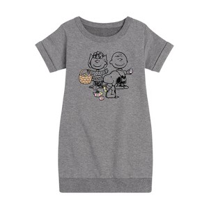 - Peanuts - Group Easter Graphic Short Sleeve Fleece Dress - 1 of 4
