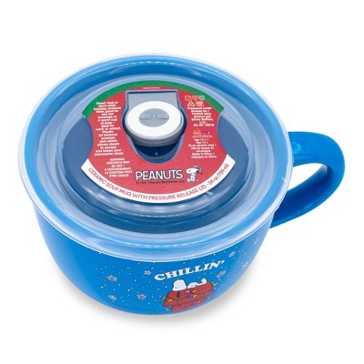 Blue Ceramic Snoopy Chillin' Christmas Soup Mug with Vented Lid