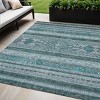 Teal Blue Ivory And Gray Southwestern Washable Indoor Outdoor Area Rug - 2 of 4