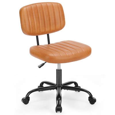 NicBex PU Leather Low Back Adjustable Height Office Desk Chairs with Wheels for Work Study Vanity