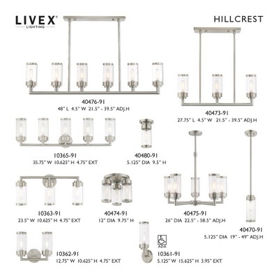Hillcrest Brushed Nickel Linear Chandelier with Clear Glass Shades