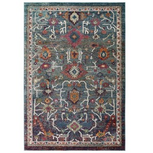 Modway Tribute Every 5x8 Area Rug – Distressed Vintage Floral Polypropylene Weave - 1 of 4