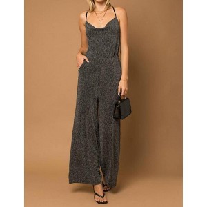 Women's Metallic Cowl Neck Jumpsuit - GILLI - 1 of 3