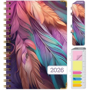 HARDCOVER 2026 Planner, 5.5"x8": 14 Months (Nov 2025-Dec 2026), Daily/Weekly/Monthly,  Bookmark, Pocket Folder w Sticky Notes (Pastel Peacock) - 1 of 4