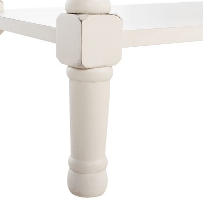 Distressed White Wooden Console Table with 3 Drawers and Storage Shelf