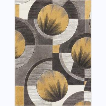 Well Woven Sunburst Modern Geometric Comfy Casual Hand Carved Abstract Contemporary Thick Soft Plush Area Rug
