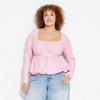 Women's Long Sleeve Square Neck Bubble Top - Wild Fable™ - 2 of 3