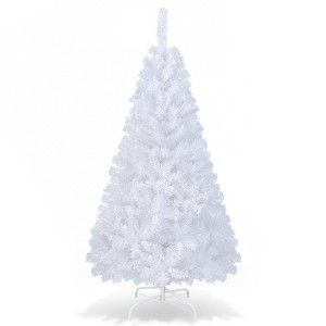 Tangkula 6ft White Artificial PVC Christmas Tree Festive Winter Tree w/ Stand - 1 of 4