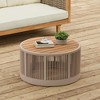 ORRD Outdoor Rattan rope & Acacia Wood Coffee Table - Patio Balcony Furniture for Garden, Yard, Balcony - Weather Resistant(Rope Beige, Natural Iron) - 2 of 4
