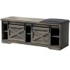 HomeRoots 47" Dark Brown Faux Leather Upholstered Storage Bench with Shelves - 4 of 4