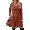 Long Sleeve V-Neck Sweater Dress 2025, Women's Empire Waist Babydoll Fall Dress with Pockets Caramel - 2 of 4