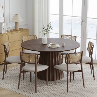 Dovelina 52" Round Dining Table Modern Wood Kitchen Table Dining Room Table for 6 People
