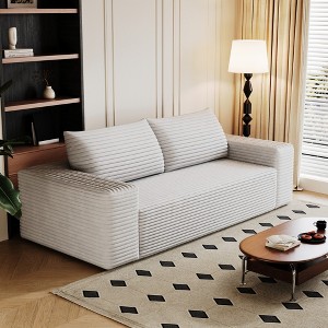 71" Corduroy 3-Seater Sofa with Deep Seat Design, Family Sofa for Living Room or Apartment, No Assembly Sofa for Couples or Guests-Koiai - 1 of 4