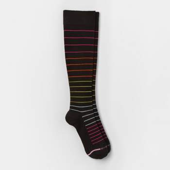 Dr. Motion Women's Pinstripe Mild Compression Knee High Socks - Black 4-10