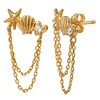 Disney Little Mermaid Gold Plated Sterling Silver Seashell Dangle Chain Earrings - 4 of 4