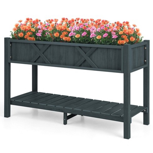 Costway Hips Raised Garden Bed Poly Wood Elevated Planter Box With Legs ...