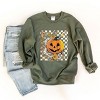 Carved Pumpkin Checkered Floral -  Womens Sweatshirt - 3 of 4