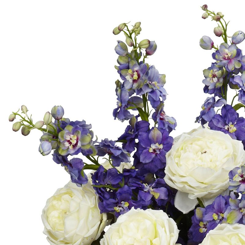 Nearly Natural Rose, Delphinium and Lilac Silk Flower Arrangement, 3 of 5