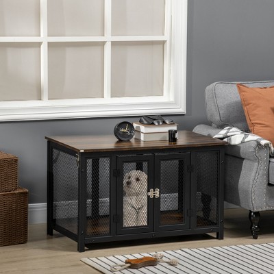 Medium Black and Brown Metal Table Crate