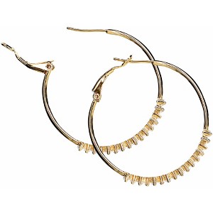 Pavilion Gift Company - Crystal Classic in Gold - 1.5" Austrian Crystal Hoop Earring - Earrings - 1 of 4