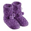 Collections Etc Lurex Cable Knit Slipper Boots with Fleece Lining, Fun Pom Poms, Extra Warm and Flexible, Mid-Calf - 2 of 3