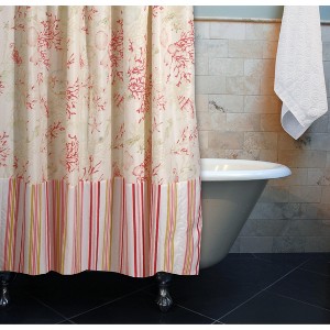 Greenland Home Fashions Coral Red Shower Curtain, 72x72 Inches - 1 of 1