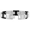 Pompeii3 Men's Steel Brushed And Black Two Tone Flexible 12mm Link  8 " Bracelet - 2 of 3