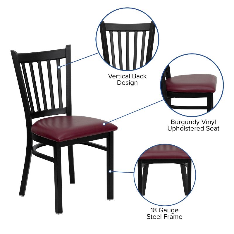 Flash Furniture Black Vertical Back Metal Restaurant Chair, 4 of 13