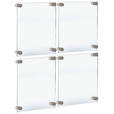Silver and Clear Acrylic Floating Wall Frames Set of Four