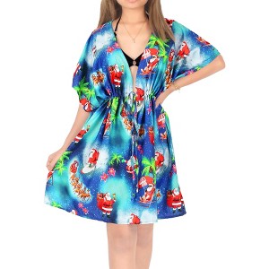 LA LEELA Women's Beachwear Swim Beach Dress Cover Ups for Christmas Bathing Suit Cover up Swimsuit Coverups for Women XL-XXL Blue - 1 of 4