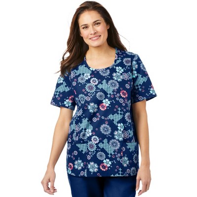 Comfort Choice Plus Size Scoopneck Scrub Top